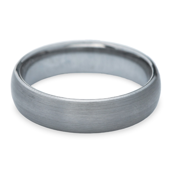 Tungsten men's wedding ring on clear background