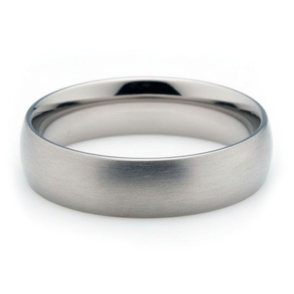 Titanium Men's Wedding Ring on White Background